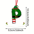 Christmas letter P ornament with elf hat and stripe stockings for holiday tree decor - Letter P Style (P)