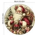 90cm runde Weihnachtsbaumdecke mit Vintage-Weihnachtsmann und Geschenkkorb-Illustration - Vintage Weihnachtsmann (SD1014-30) / 90cm