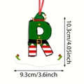 Christmas letter R ornament with elf hat and boots including hanging ribbon and size guide - Letter R Style (R)