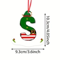 Christmas letter S ornament with elf hat and belt design, size 10.3x9.3cm for tree decor - Letter S Style (S)