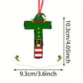 Christmas letter T elf ornament 10.3cm tall with red string for tree decoration - Letter T Style (T)