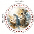Jupe de sapin de Noël avec scène de la Nativité et rennes, diamètre 90cm, décor festif - 90cm
