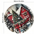 90cm Weihnachtsbaumdecke mit Vintage-Hütten, Bäumen und Schlittenmotiven in Rot - Vintage Roter Truck Schneeszene Stil