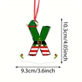 Christmas tree ornament featuring a festive elf-style letter X with a red hanging string - Letter X Style (X)