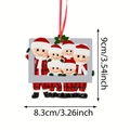 Décoration de Noël familiale avec six personnages et cadre personnalisable pour sapin - Famille de 6 (6 personnes)