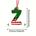 Christmas elf-style letter Z hanging ornament with dimensions 10.3cm for tree decoration - Letter Z Style (Z)