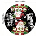 Jupe de sapin de Noël ronde 90cm avec Père Noël et bonhomme de neige, décor de fête - Type standard