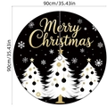 Schwarze Weihnachtsbaumdecke mit Golddruck und weißen Tannen, 90cm Durchmesser für Deko - 90cm Schwarz Gold Baummuster