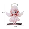 Holzengel-Mädchen Weihnachtsdeko Figur 16cm hoch in rosa Kleid für das Schaufenster - Heiligenschein Engel
