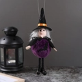 Strega di Halloween da appendere con corpo in peluche viola e cappello nero per decorazione - Ciondolo Strega Pancia Rotonda