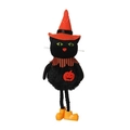 Decorazione di Halloween gatto nero di peluche con cappello da strega e toppa di zucca - Ciondolo Gatto Nero Pancia Rotonda