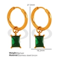 18K gold plated drop earrings featuring emerald green baguette-cut cubic zirconia crystals - Rectangular Green Zirconia (EH353) / Green / Gold