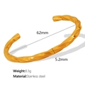 Polished golden stainless steel twisted bangle bracelet for women with 8.3g weight - 62 / SZ79 Open Cuff Bangle / Gold