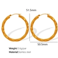Golden 51.5mm twisted spiral stainless steel hoop earrings for women in retro style - Large / EH370 Twisted Hoop Earrings / Gold