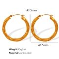 Polished golden stainless steel twisted hoop earrings with 40mm diameter and secure latch - Small / EH370 Twisted Hoop Earrings / Gold
