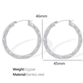 Chunky silver twisted hoop earrings made of 304 stainless steel with 45mm diameter - Medium / EH370 Twisted Hoop Earrings / Silver