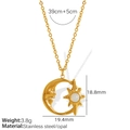 Collar de sol y luna dorado con incrustación de opale y cadena de acero inoxidable - Piedra de Ojo de Gato Blanca (Dorado)