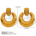 Chunky 18K gold plated stainless steel C-shape earrings for women, 25.6mm size - EH566 Gold Earrings
