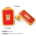 Goldene Edelstahl-Ohrstecker mit roter Muschel und Zirkon-Inlay für elegante Damen - Rote Muschel Goldene Ohrringe (EH726)