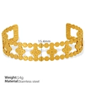 18K gold-plated stainless steel open cuff bracelet with hollow four-leaf clover design - Clover Hollow Style (SZ100) / Gold