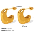 Golden chunky C-shape stainless steel earrings with 19.4mm height and 17mm width - EH559 Gold Earrings
