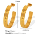 Gouden roestvrijstalen oorringen met fonkelende strass-steentjes en geborstelde finish - EH543 Micro-pave Strass Oorbellen / EH543 Goud