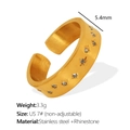 Gouden roestvrijstalen ring met sterrengravure en strass steentjes in maat 7 - US 7# / JZ58 Ster Gegraveerde Strass Ring / JZ58 Goud
