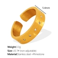 Gouden roestvrijstalen sterring met strassteentjes maat 7 en 5,4mm bandbreedte - US 7# / JZ60 Minimalistische Pave Ring / JZ60 Goud