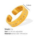 Gouden roestvrijstalen ring met een geborstelde afwerking van 5,4 mm en strassteen - US 7# / JZ61 Geborstelde Sterrenpunt Ring / JZ61 Goud