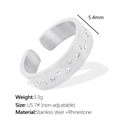 Gepolijste roestvrijstalen ring met strass in zilveren finish, breedte 5.4mm - US 7# / JZ61 Geborstelde Sterrenpunt Ring / JZ61 Zilver