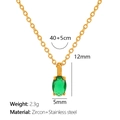 Gold stainless steel necklace featuring an oval green zircon pendant with size markers - Green Stone Gold Style (XL231)