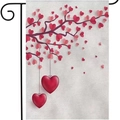 Double-sided Valentine's Day garden flag with hearts and black metal stand set - Heart Tree Style