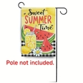 Linen garden flag with Sweet Summer Time watermelon design for festive decoration - Summer Watermelon