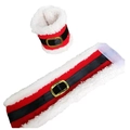 Servilletero navideño de terciopelo rojo con hebilla dorada estilo cinturón de Papá Noel - Estilo de Cinturón de Papá Noel (L-SD04)