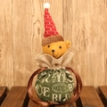 Christmas gift bag with a yellow plush teddy bear and a green drawstring candy pouch - Bear Style (C-G143)