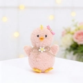 Ciondolo pulcino di peluche rosa con morbida texture e decorazione di margherite - Rosa
