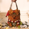 Plush reindeer Christmas gift bag with festive red scarf and 3D antlers handheld - Reindeer Style (C-D69)