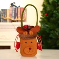 Braune Rentier-Plüsch-Weihnachtstasche mit grünem Filzgriff und rotem Kordelzug - Rentier Kleine Handschuhe Handtasche