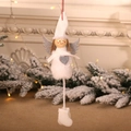 White plush Christmas angel ornament with knitted hat and silver wings for tree decor - White Clothes Angel Pendant