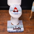 Weihnachts-Gnom Toilettendeckelbezug und U-förmiges Teppich-Set für festliche Bad-Dekoration - Grauer Schnee-Wichtel-Stil (L-SD10)