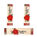 3-piece Christmas fridge handle covers with burlap texture and floral festive design - Christmas Flower Style Fridge Handle Covers (J-JY53)