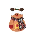 Schattige kerstdecoratie rendier van bruin vilt met groene muts en rode sjaal - Eland Stijl (J-CZ42)