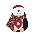 Pinguïn kerst bestekhouder met rode kerstmuts en feestelijke geruite sjaal decor - Pinguïn Stijl (J-CZ44)