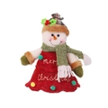 Weihnachtliche Schneemann-Plüschpuppe mit besticktem Rock und karierter Mütze für Geschenke - Schneemann-Stil Baumform Apfelbeutel (C-G168)