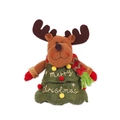 Weihnachts Rentier Plüschtier mit grünem Weihnachtsbaum Outfit und gestreiftem Schal - Rentier-Stil Baumform Apfelbeutel (C-G169)