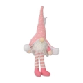 Pink and white Christmas faceless gnome hanging ornament with long striped legs - Pink (E-DD16)