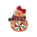 Gingerbread man cutlery holder with red bow and plaid scarf for Christmas table decor - Gingerbread Man Style (J-CZ43)