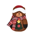 Christmas bear cutlery holder with plaid scarf and green festive tree ornament - Bear Style (J-CZ41)