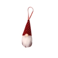 Gnomo di Natale appeso con cappello lavorato a maglia rosso e barba bianca decorativa - Stile G Rosso a Pois (D-GJ07)