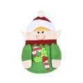 Christmas elf cutlery holder in green clothes with striped candy cane decoration - Elf Style (J-CZ40)